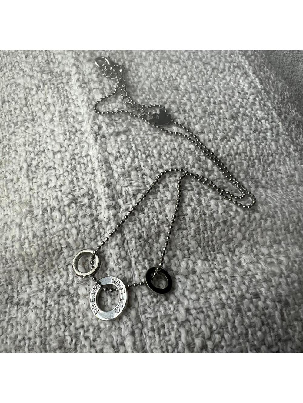 Vintage Bead Chain Necklace w/Three Circular Pendants